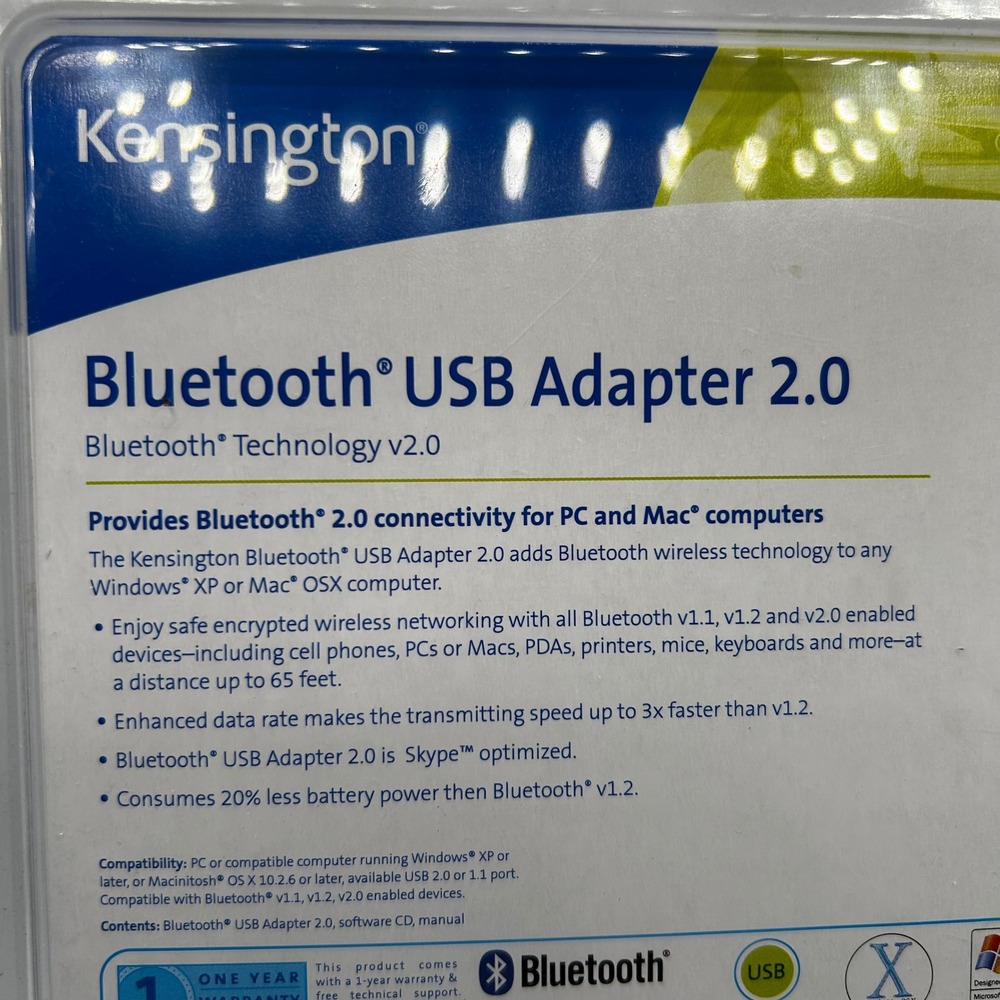 Kensington Bluetooth USB Adapter 2.0 Wireless Dongle for PC Mac 33348 New - Picture 4 of 4